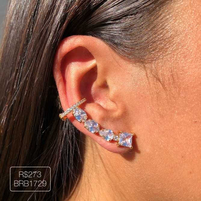 Ear Cuff Luxo 2023 Cristal Dourado